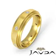 Step Edges Mens Eternity Wedding Band Diamond Solid Ring 14k Yellow Gold 0.16Ctw