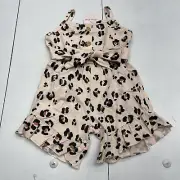 Marie Nicole Leopard Print Tie Waist Romper Youth Girls Size Medium New