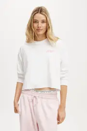 [Body] Body - Active Boxy Oversized Long Sleeve Top - White/bwc interlaced S WHITE/BWC INTERLACED