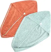 CANIGHT 2pcs Hair Towel Wraps Absorbent Fast Drying Hair Turbans for Women Lightweight Shower Towels for Salons Travel Spas and Pools