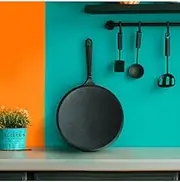 Roca Cast Iron Roti Tawa, Pre-Seasoned High Grade Cast Iron Tava, Crepe Pan