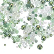 30g Flatback Pearls and Rhinestones 3mm-10mm for Crafts Green