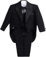 [Lito Angels] Baby Boys' Classic Tuxedo with Tail Wedding Outfits Suit 5 Piece Set 039
