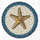 Set of 2 Braided Jute Round Placemat/Trivet/Swatch. STARFISH. Earth Rugs.10"