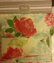 3 pc Set Curtains: 2 Tiers (29"x36") & Valance (58"x12") FLOWERS, FLORETTE, LUX