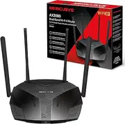 Mercusys AX3000 Dual-Band Wi-Fi 6 Router | 2402 Mbps (5 GHz) + 574 Mbps (2.4 GHz), High-Speed Wireless Gaming Router for Xbox, PS4, Steam & 4K Streaming, 160 MHz Channel, 3 Gigabit LAN Ports (MR80X)