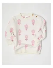 [Sprout] Essential Flower Intarsia Knit Jumper in Bone
