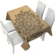 Black Mandala over Light Tan Tablecloth