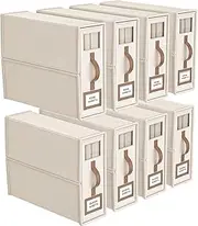 [BigPonPon] 8 Pack Bed Sheets Organizers And Storage (King Size),Foldable Sheet Organizer With Handle For Linen Closet,Bedding Organizer Storage For Sheets, Duvet Cover (Beige, 8 Pack-King Size-3.7 Gal)