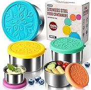 Homotte 304 Stainless Steel Containers with Lids Small for Lunch, Leak-Proof Stainless Steel Food Storage Containers for Back to School Kids, 5 Pack Stackable (2oz, 4oz, 8oz, 14oz, 24oz)