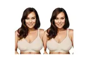2x Playtex Comfort Revolution Flex Fit WireFree Womens Beige Crop Top Bra Y1239H