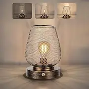 Pack of 1 Battery Powered Outdoor Lamp - Outdoor Table Lamp - Patio Table Light with adjustable light - Indoor Table Lamp Rechargeable Cordless for Patio, Bedroom, Living Room (Bulb Included) - Bronze