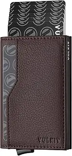 [VULKIT] Card Holder with ID Window Pop Up Cards Slim Leather Wallet RFID Protection Up to 12 Cards Card Case
