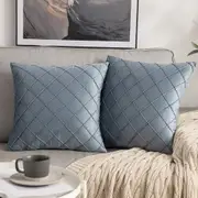 Velvet Throw Pillow Square Soft Couch Pillows Set of 2 (Inserts + Pillow Covers,Blue)