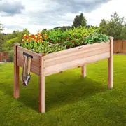 GREENYHAVEN Wooden Raised Garden Bed Planter Box Elevated Floor with Whole Kit and Drainage System