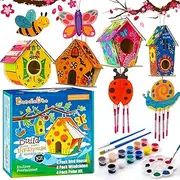 8 Pack Bird House & Wind Chime Kits, Buildable Birdhouse DIY Crafts for Kids Ages 5-8 8-12, for Children Boy Girl to Build, 3+ Summer Arts and Craft