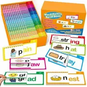 30 Word Family Build Book Learn to Read Phonics Flash Cards, Spell Read and Rhyme Flip Books Sight Words Rhyming Games for Kids