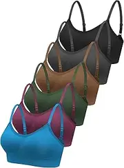[Geyoga] 6 Pcs Sports Bra for Women, No Underwire Women's Bras Wireless Bralette Support Padded Cami Bra Seamless Camisole Tank Top