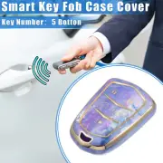 5 Buttons Remote Smart Key Fob Cover for Cadillac Escalade ATS CTS TPU Purple