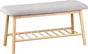 Williamsware Bamboo Bench with Grey Cushion Seat