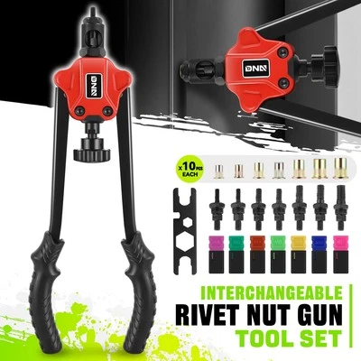 3 in 1 14" SAE Mandrels Wrench Metric Hand Rivet Setting Tools Set 70Pcs w/ Case