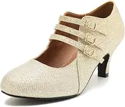 [omthaka] Women's Jessy Dress Mary Jane Shoes Round Toe Low Heels Wedding Office Work Pumps