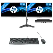 HP 800 G5 Bundle Mini Desktop i5-9500T Six-Core 1TB 16GB RAM Win11 + Dual 24" Monitor - Refurbished