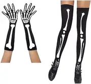 [CHUANGLI] 1 Pair Halloween Skeleton Gloves Costume Accessory Skeleton Claw Bone Gloves for Cosplay