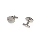 Van Heusen Men's Oval Shirt T-Bar Cufflinks Formal Business Accessory Silver