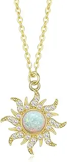 [Botrinal] Rapunzel Sun Necklace Tangled White Opal Sun Necklace Princess Cosplay Jewelry Birthday Party Necklace Girls Halloween Dress up Gifts RASUNNKWH, Metal, Rhinestone