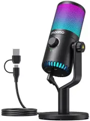 MAONO USB Condenser Microphone Gaming Microphone PC RGB Lighting Mute Button (DM