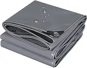 Heavy Duty Tarp Tarpaulin Reinforced Eyelets Thick 3m x 3m PVC Tarpaulin Waterproof Grey tarp Sheet Ground Sheet Tarp for Outdoor Camping Resistant Cover(3x3m(9.8ftx9.8ft))