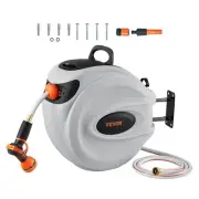 VEVOR Retractable Hose Reel, 100 ft x 1/2 inch, Garden Water Hose Reel with 9...