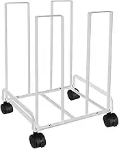Folpus Carton Storage Rack with 360° Swivel Casters 31x26x43.5cm Easily Install Mobile Cardboard Organizer, White