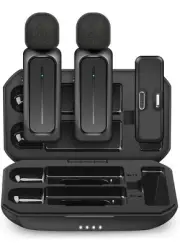 ECOMXIA 2 Pcs Wireless Lavalier Microphone for iPhone iPad Android with Charg...
