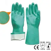 1 Pair NMSAFETY Nitrile Solvent Gloves Size 8 Long Green Diamond Grip Oil Resist