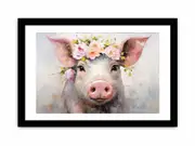 Pig Flower Modern Art Framed Art Framed print Art Poster