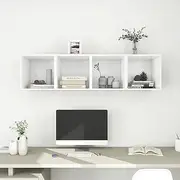 Storage Cabinet, Wood Cupboard, Wall Cabinets 4 pcs for Bedroom, Living Room, Kitchen, Office, 37x37x37 cm, White