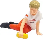 JWQFBC 1:64 Boy with Toy Car Miniature Painted Figure Craft Photo Prop Resin for Photography Props Diorama, White Shirt