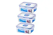 3x Locknlock 350ml Airtight Classic Rectangle Food Storage Container Short Clear