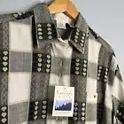 Cascade Blues Women's Plaid Shacket Button Down 100% Cotton Green Plaid
