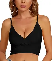 [SHEKINI] Women's Tank Tops Casual V Neck Ribbed Tank Tops Camisole Sleeveless Stretchy Spaghetti Strap Tanks