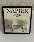 NAPIER Round Hoop Earrings Pierced Silver Tone New with Tags 1 inch