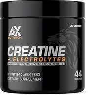 AX Nutrition Creatine + Electrolytes 240g | 100% Pure Creatine Monohydrate Infused with Electrolytes | 44 Servings