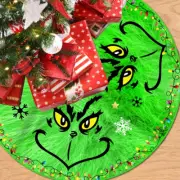 Christmas Tree Skirt 48 Inch Merry Grinc-hmas Green Tree Skirts Xmas Tree Mat