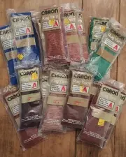 Lot of 19 Vtg 80s CARON Latch Hook Rug Yarn 2.5" Green Royal Brick Cinnamon Beig