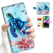 ( For iPhone 11 ) Wallet Flip Case Cover AJ26594 Turtle