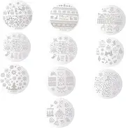 FOMIYES 10Pcs Christmas Nail Art Stamping Plates DIY Nail Kit Christmas Tree and Snowflake Designs for Festive Manicure