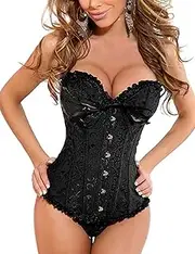 [EVAbaby] Plus Size Sexy Corset Garter Belt Lingerie Set for Women Exotic Floral Lace Camisole Sleepwear