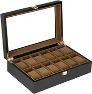 12 Slot Men Watch Box Wood Display